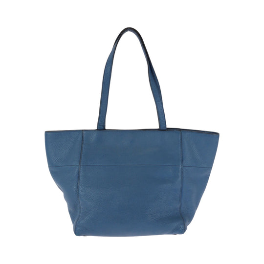 PRADA Tote Bag leather Blue GoldMetal Tote Bag handbag Vitterodino Triangle With logo Women Used Authentic