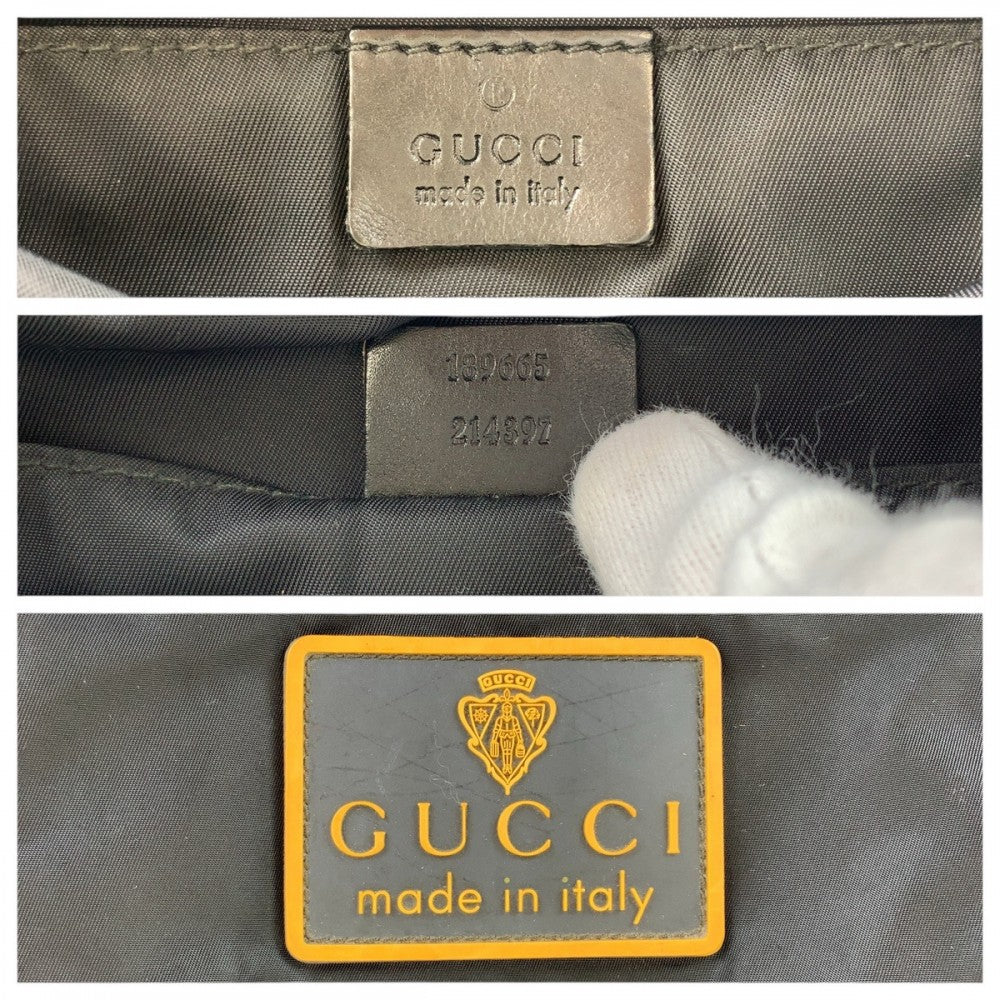 GUCCI Tote Bag 189665 Nylon, Leather Black Orange SilverMetal Tote Bag Shoulder Bag Unisex Crest Women Used Authentic