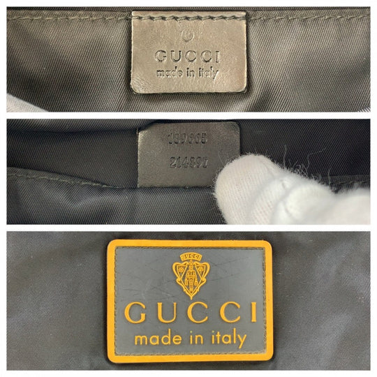 GUCCI Tote Bag 189665 Nylon, Leather Black Orange SilverMetal Tote Bag Shoulder Bag Unisex Crest Women Used Authentic