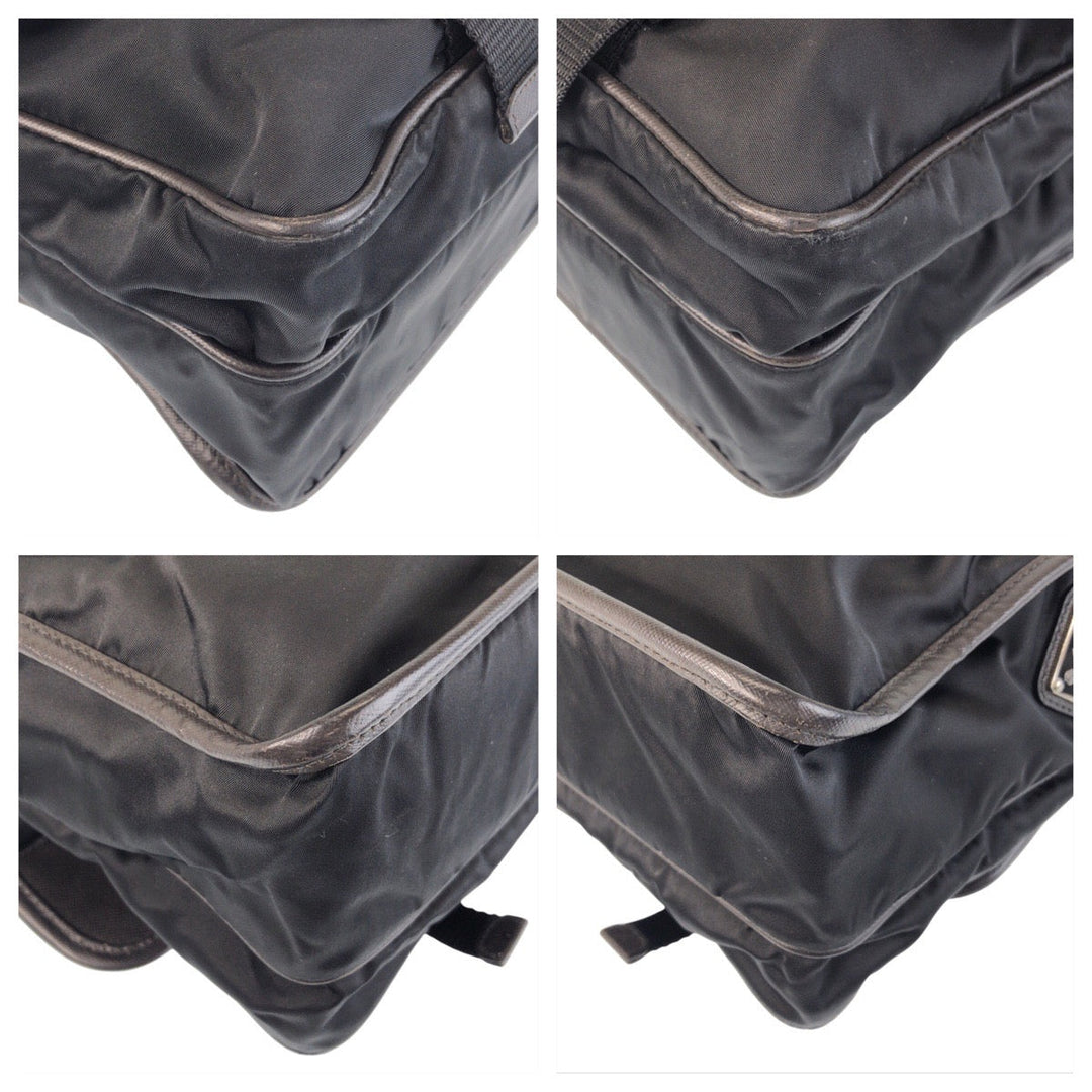 PRADA Shoulder Bag Nylon Black SilverMetal Shoulder Bag Messenger bag Test Triangle With logo Women Used Authentic