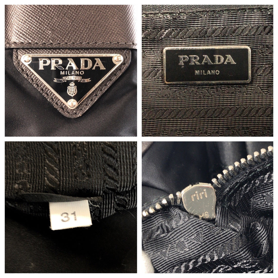 PRADA Shoulder Bag Nylon Black SilverMetal Shoulder Bag Messenger bag Test Triangle With logo Women Used Authentic