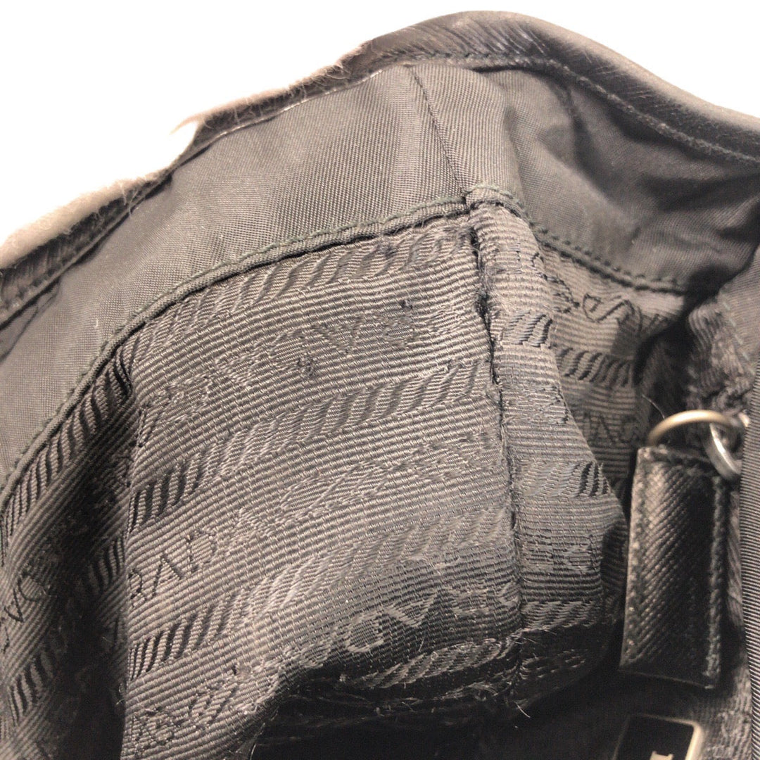 PRADA Shoulder Bag Nylon black Shoulder Bag pochette Test Triangle With logo Women Used Authentic