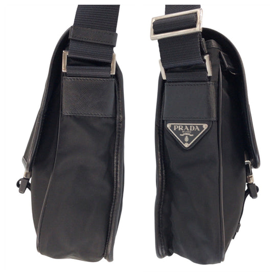 PRADA Shoulder Bag Nylon black Shoulder Bag pochette Test Triangle With logo Women Used Authentic