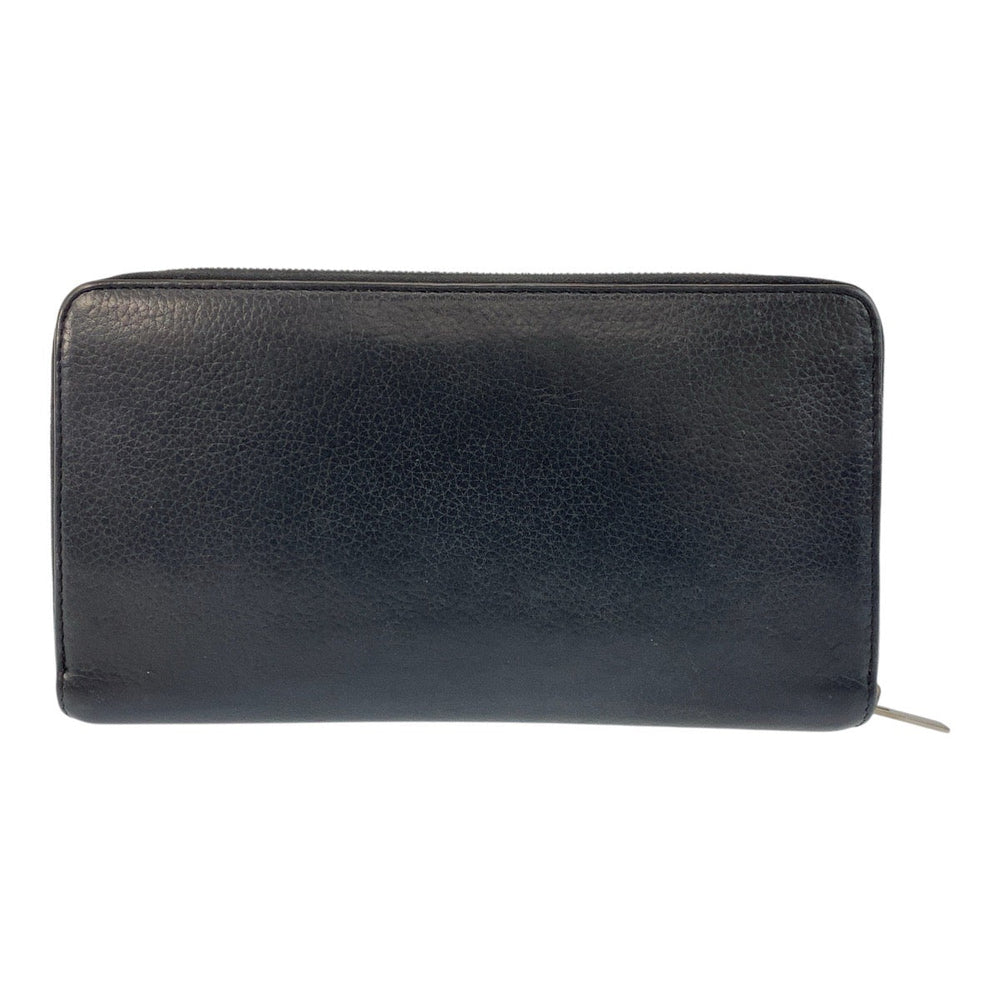 CELINE Long Wallet Purse leather Black SilverMetal