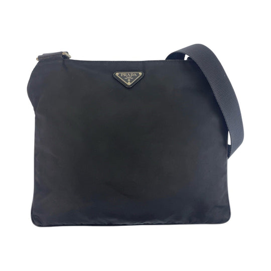 PRADA Shoulder Bag Nylon black Shoulder Bag Messenger bag Test Triangle With logo Women Used Authentic