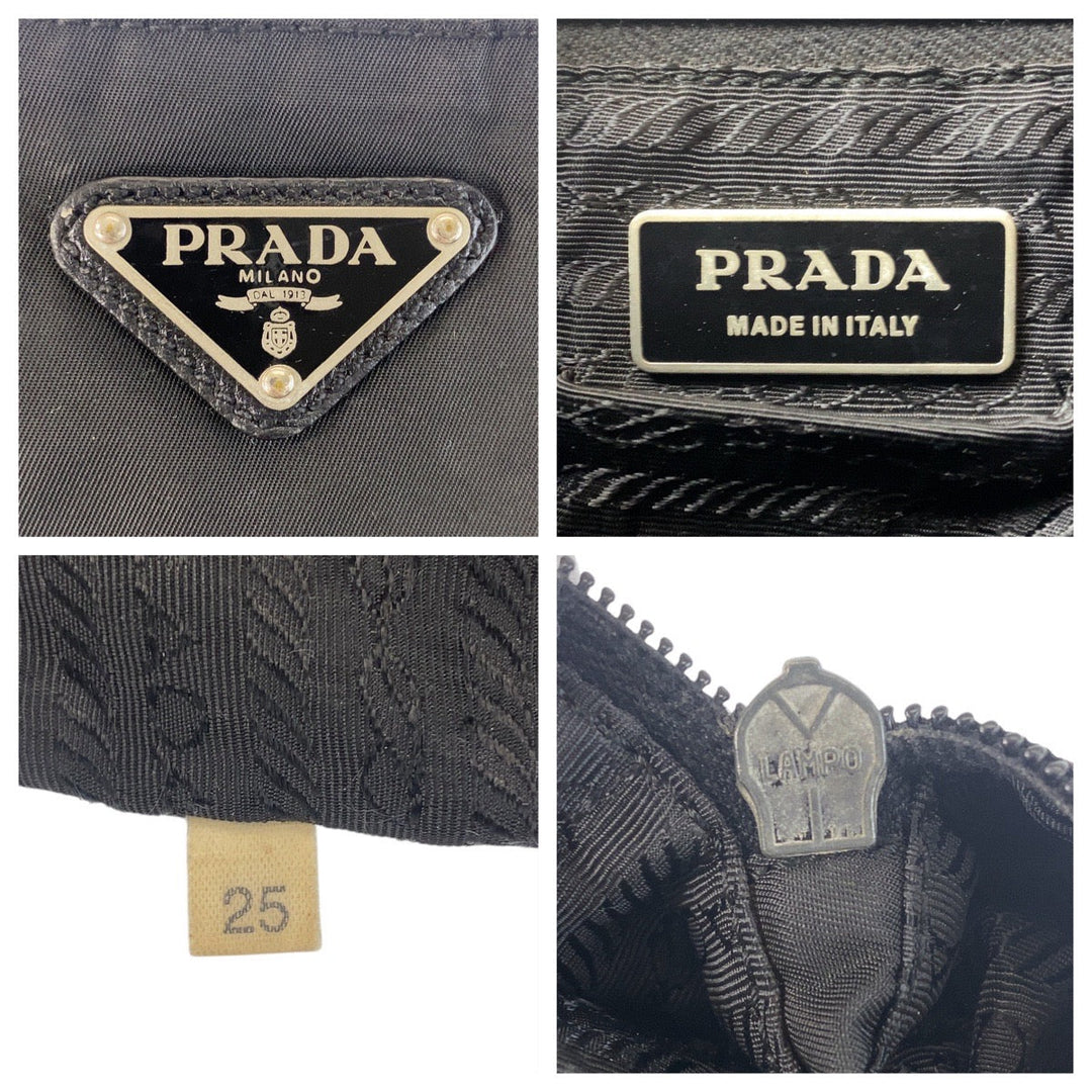 PRADA Shoulder Bag Nylon black Shoulder Bag Messenger bag Test Triangle With logo Women Used Authentic