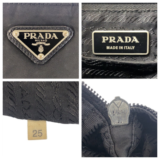 PRADA Shoulder Bag Nylon black Shoulder Bag Messenger bag Test Triangle With logo Women Used Authentic