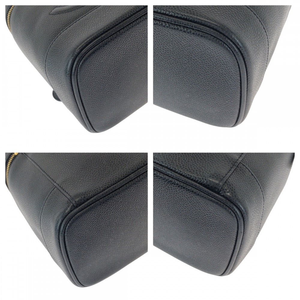 CHANEL Handbag Caviar skin Black Gold Metal COCO Mark