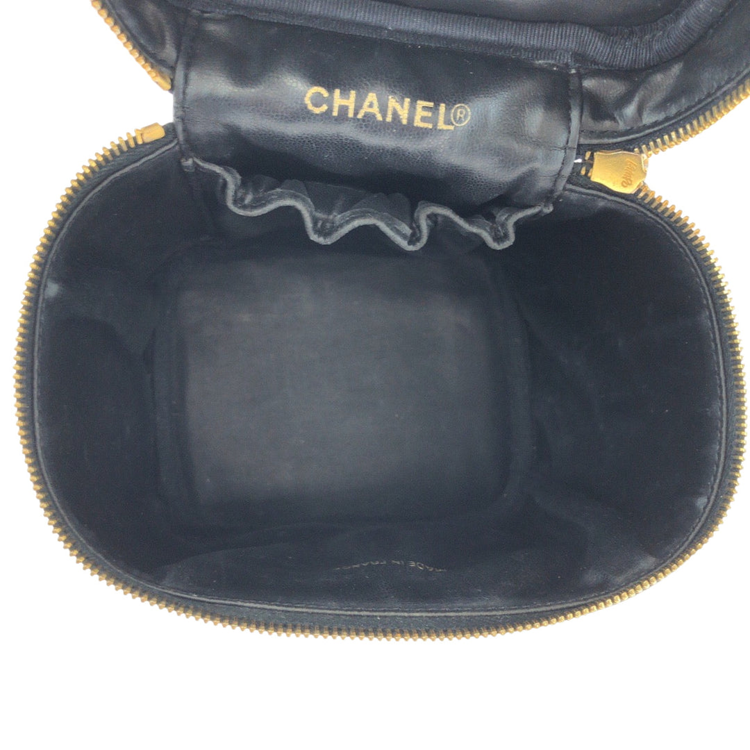 CHANEL Handbag Caviar skin Black Gold Metal COCO Mark