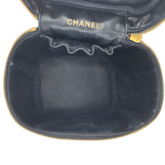 CHANEL Handbag Caviar skin Black Gold Metal COCO Mark