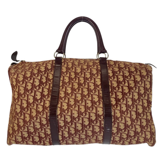 Christian Dior Handbag Canvas, Leather Red beige Handbag Boston Duffel bag Trotter Women Used Authentic