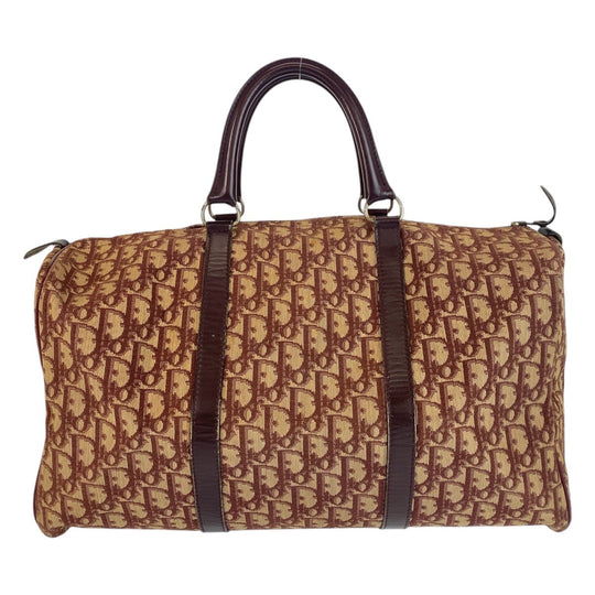 Christian Dior Handbag Canvas, Leather Red beige Handbag Boston Duffel bag Trotter Women Used Authentic