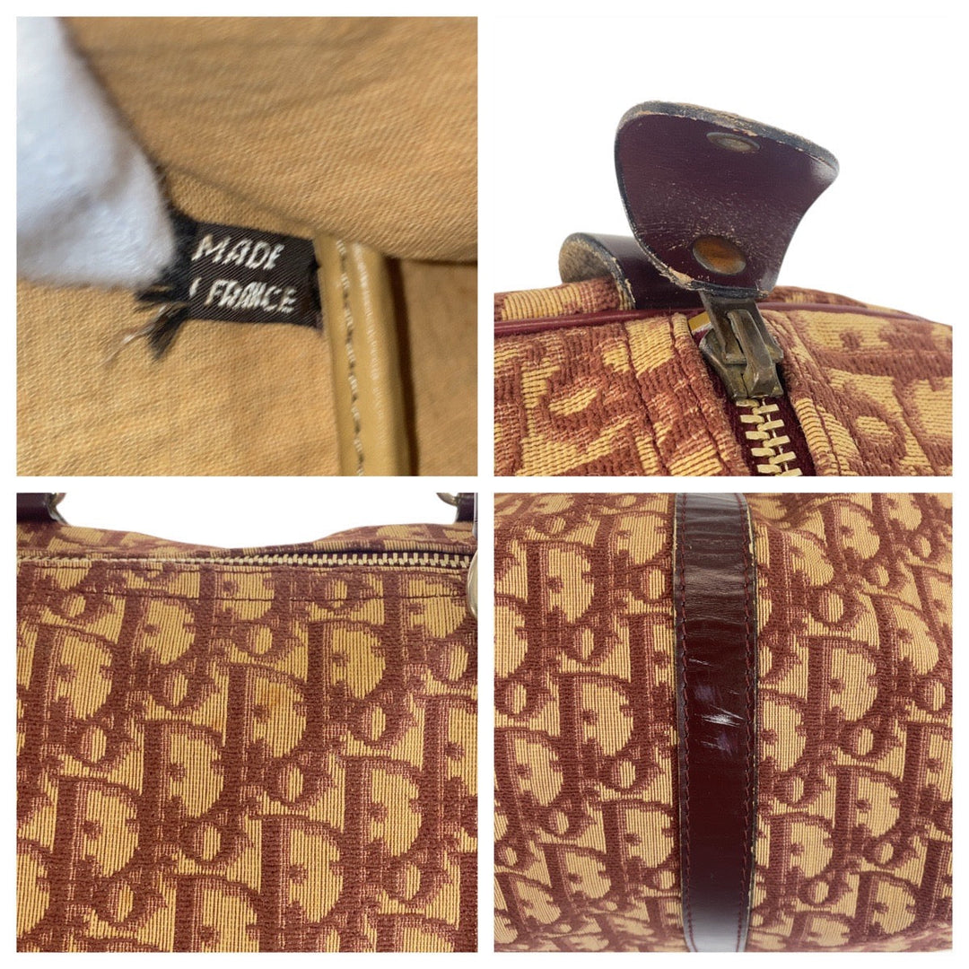 Christian Dior Handbag Canvas, Leather Red beige Handbag Boston Duffel bag Trotter Women Used Authentic