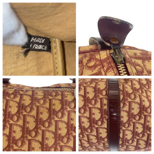 Christian Dior Handbag Canvas, Leather Red beige Handbag Boston Duffel bag Trotter Women Used Authentic