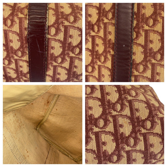Christian Dior Handbag Canvas, Leather Red beige Handbag Boston Duffel bag Trotter Women Used Authentic