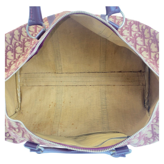 Christian Dior Handbag Canvas, Leather Red beige Handbag Boston Duffel bag Trotter Women Used Authentic