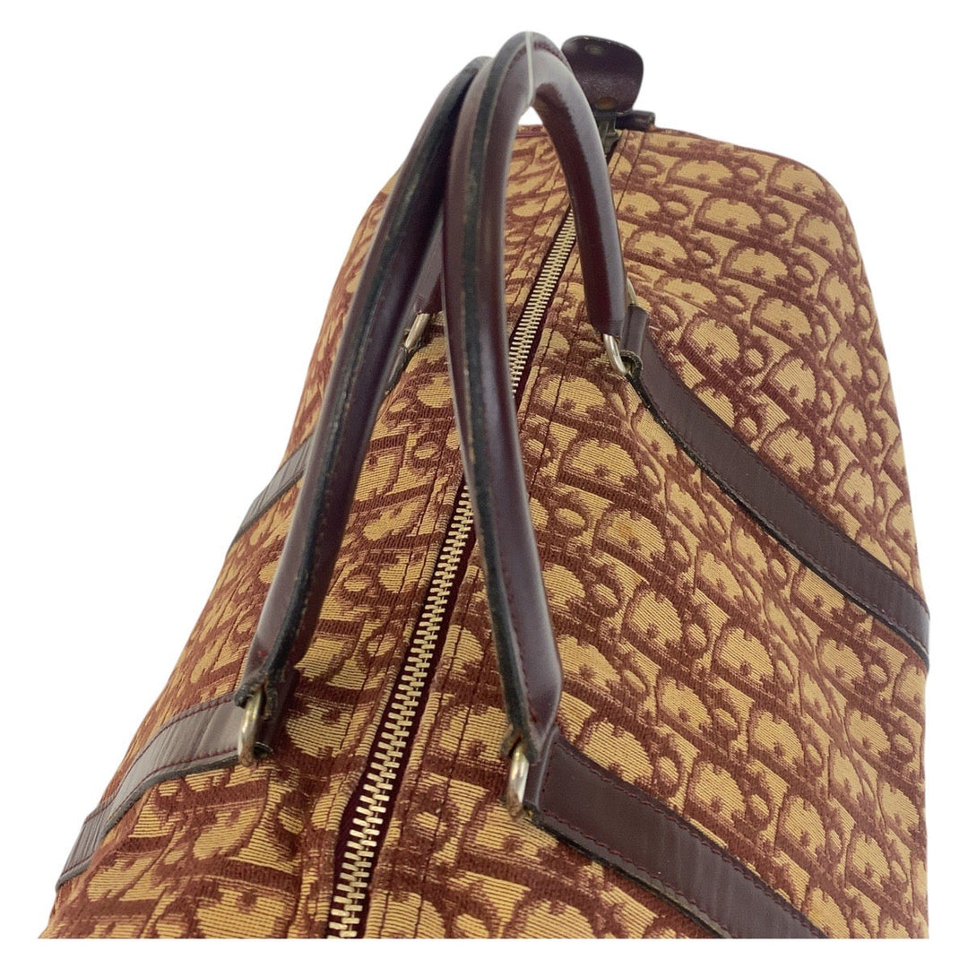 Christian Dior Handbag Canvas, Leather Red beige Handbag Boston Duffel bag Trotter Women Used Authentic