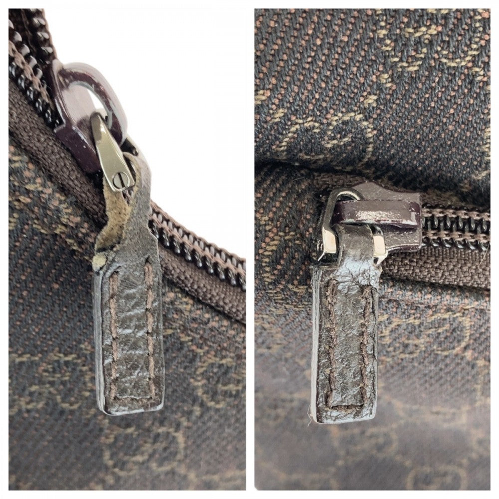 GUCCI Shoulder Bag 105649 GG canvas, leather Brown Black SilverMetal Shoulder Bag Hobo Women Used Authentic