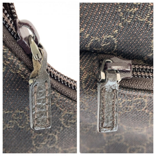 GUCCI Shoulder Bag 105649 GG canvas, leather Brown Black SilverMetal Shoulder Bag Hobo Women Used Authentic