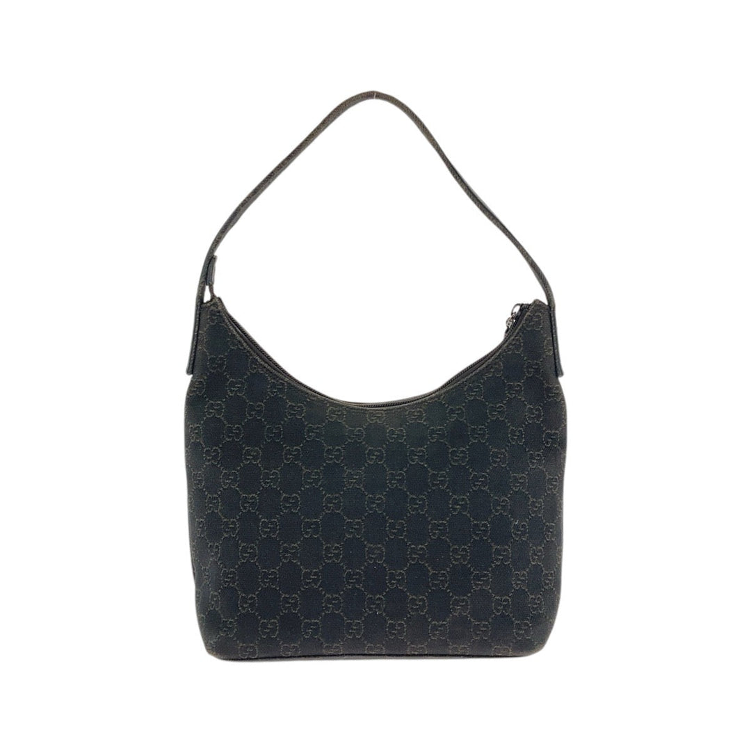 GUCCI Shoulder Bag 105649 GG canvas, leather Brown Black SilverMetal Shoulder Bag Hobo Women Used Authentic