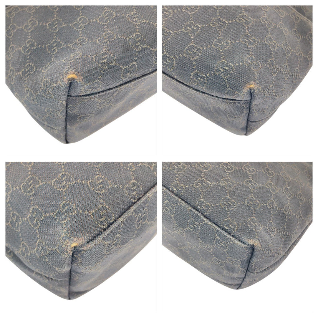 GUCCI Shoulder Bag 105649 GG canvas, leather Brown Black SilverMetal Shoulder Bag Hobo Women Used Authentic