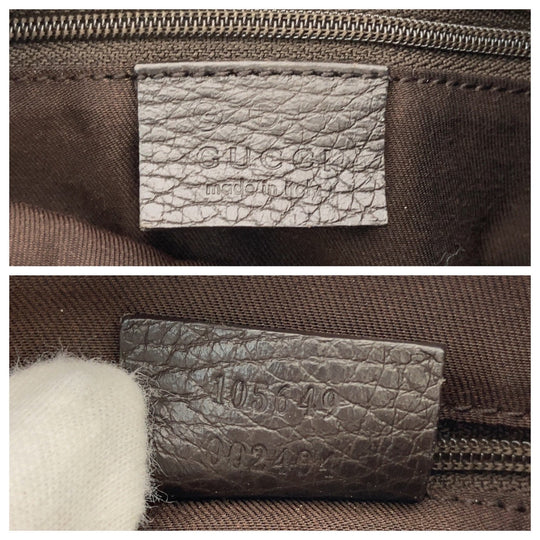 GUCCI Shoulder Bag 105649 GG canvas, leather Brown Black SilverMetal Shoulder Bag Hobo Women Used Authentic