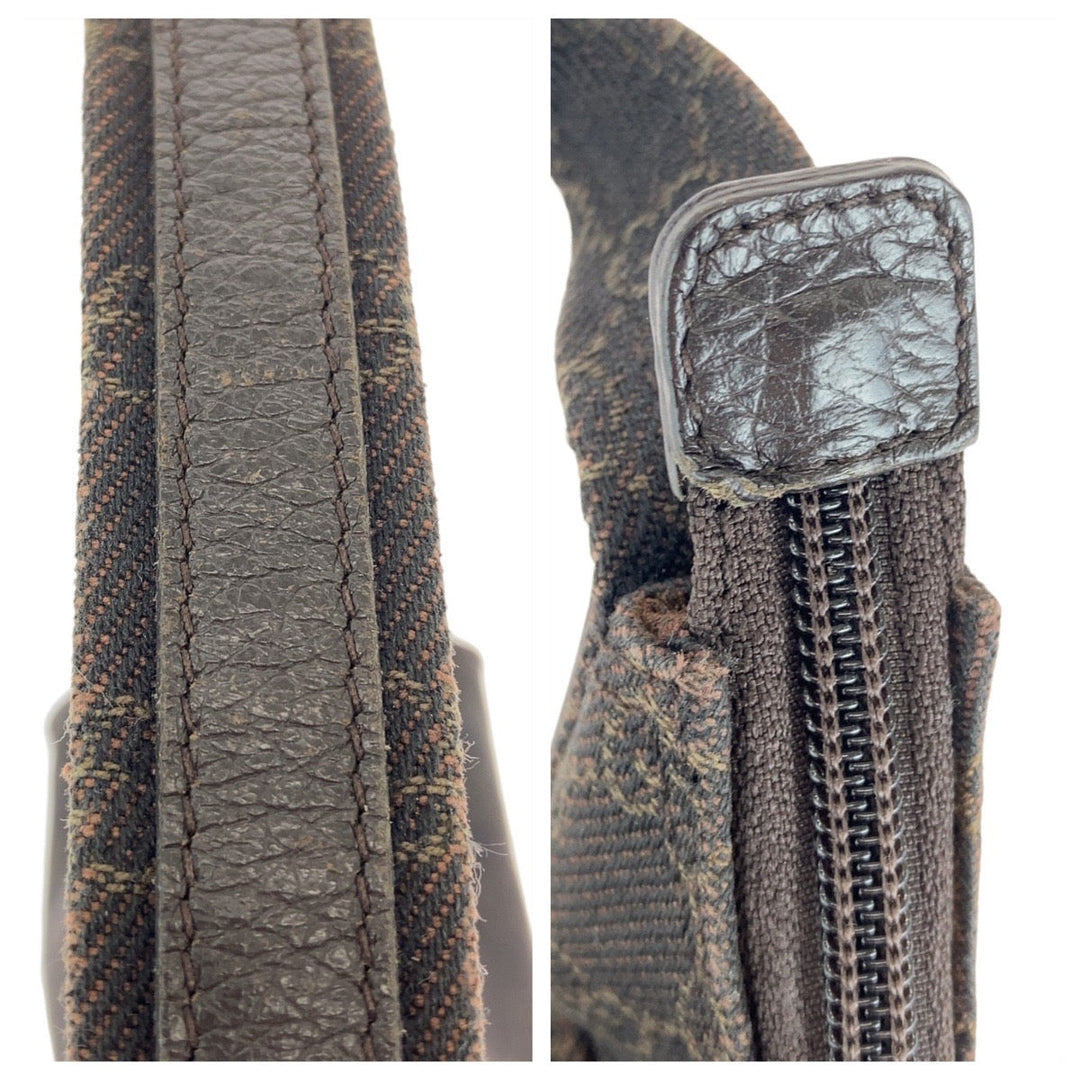 GUCCI Shoulder Bag 105649 GG canvas, leather Brown Black SilverMetal Shoulder Bag Hobo Women Used Authentic