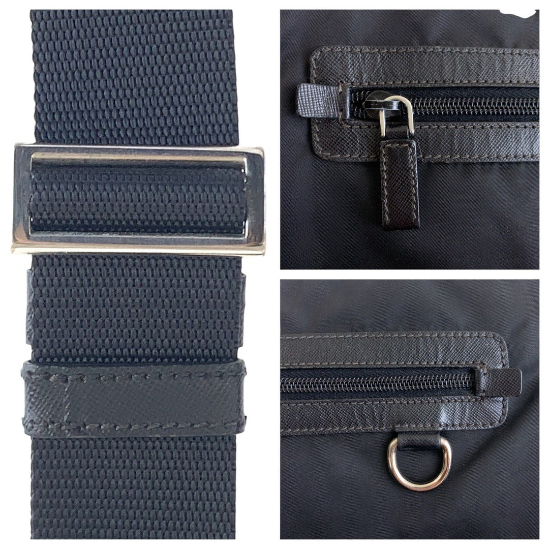 PRADA Shoulder Bag Nylon black Shoulder Bag Messenger bag Test Triangle With logo Women Used Authentic