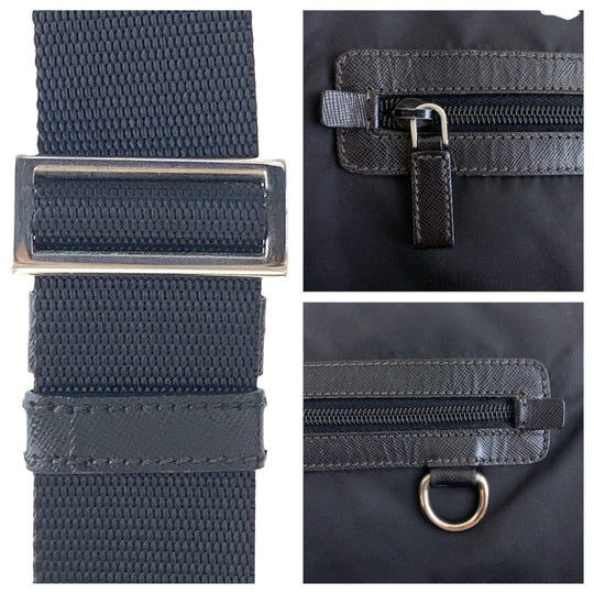 PRADA Shoulder Bag Nylon black Shoulder Bag Messenger bag Test Triangle With logo Women Used Authentic