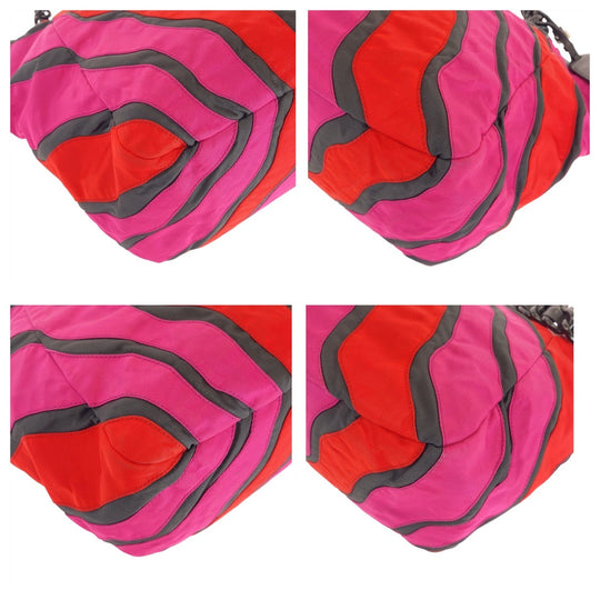 PRADA Tote Bag Nylon Pink Red SilverMetal