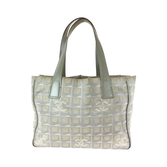 CHANEL Tote Bag A20457 canvas Silver Grey SilverMetal Tote Bag handbag New Travel Line Tote PM COCO Mark Women Used Authentic