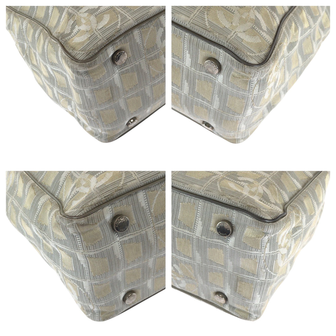 CHANEL Tote Bag A20457 canvas Silver Grey SilverMetal Tote Bag handbag New Travel Line Tote PM COCO Mark Women Used Authentic