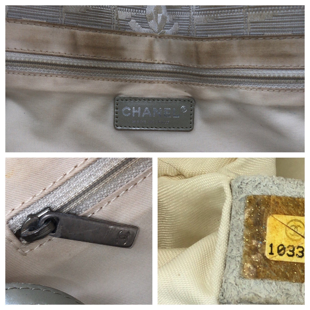 CHANEL Tote Bag A20457 canvas Silver Grey SilverMetal Tote Bag handbag New Travel Line Tote PM COCO Mark Women Used Authentic