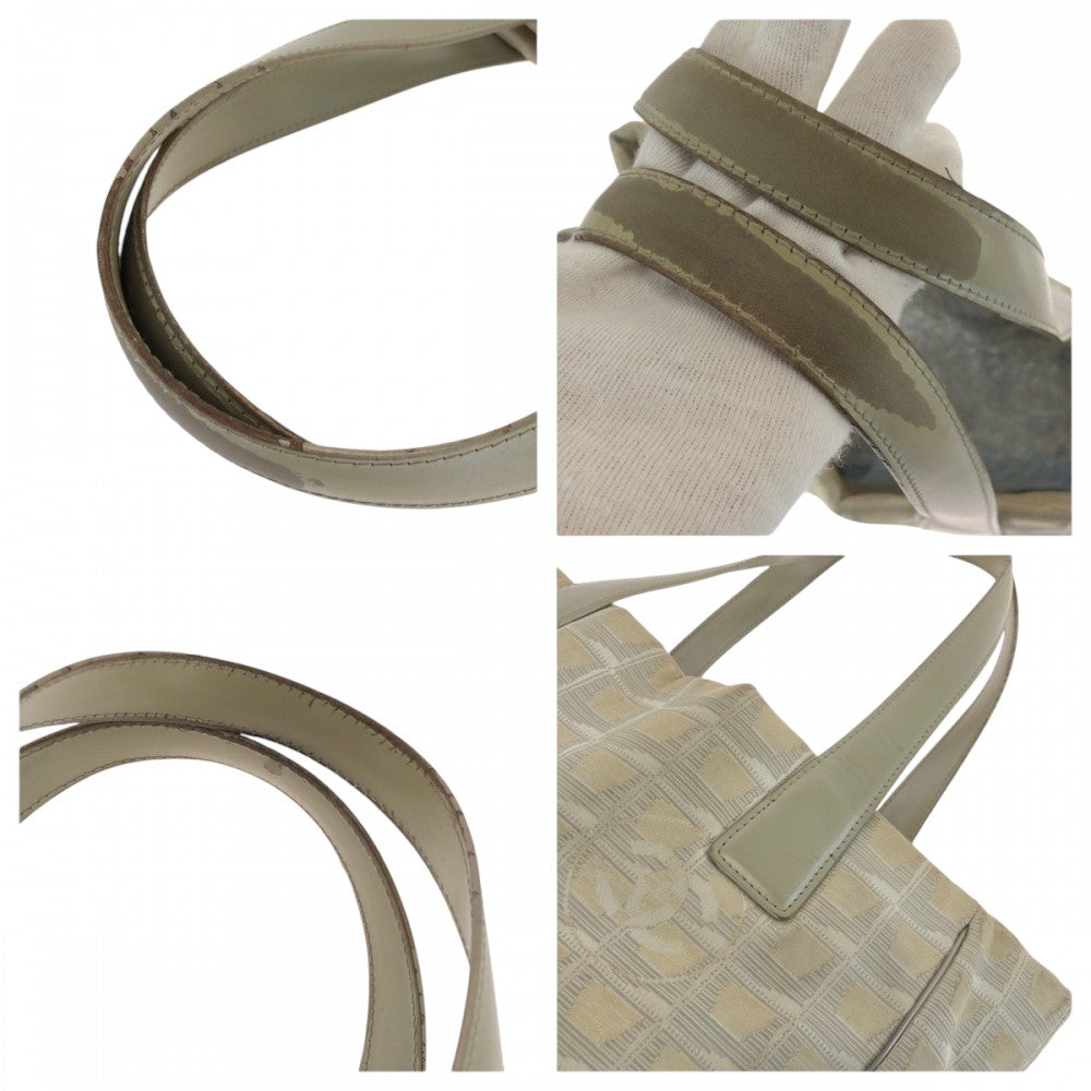 CHANEL Tote Bag A20457 canvas Silver Grey SilverMetal Tote Bag handbag New Travel Line Tote PM COCO Mark Women Used Authentic
