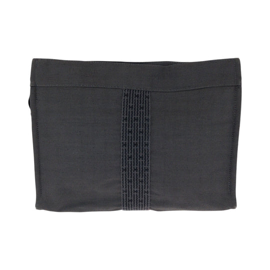 HERMES business bag canvas Grey SilverMetal business bag clutch bag Her Line mens Used Authentic