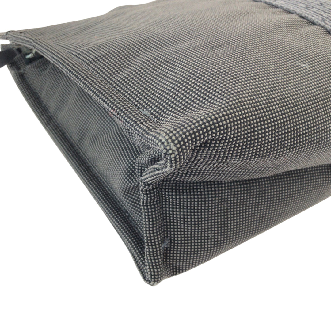 HERMES business bag canvas Grey SilverMetal business bag clutch bag Her Line mens Used Authentic