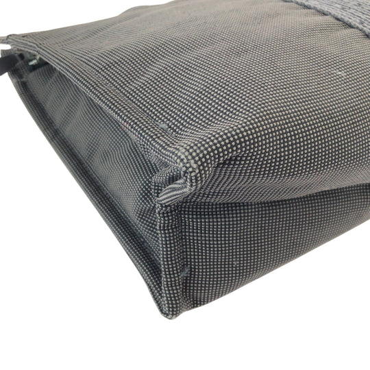 HERMES business bag canvas Grey SilverMetal business bag clutch bag Her Line mens Used Authentic