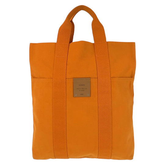 HERMES Tote Bag canvas Orange Fool Toe Cabas French Festival Women Used Authentic