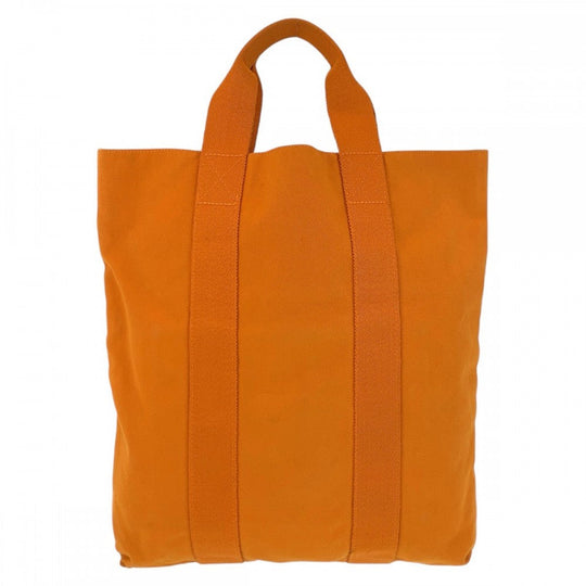 HERMES Tote Bag canvas Orange Fool Toe Cabas French Festival Women Used Authentic
