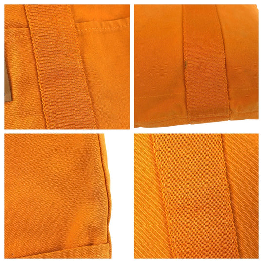 HERMES Tote Bag canvas Orange Fool Toe Cabas French Festival Women Used Authentic