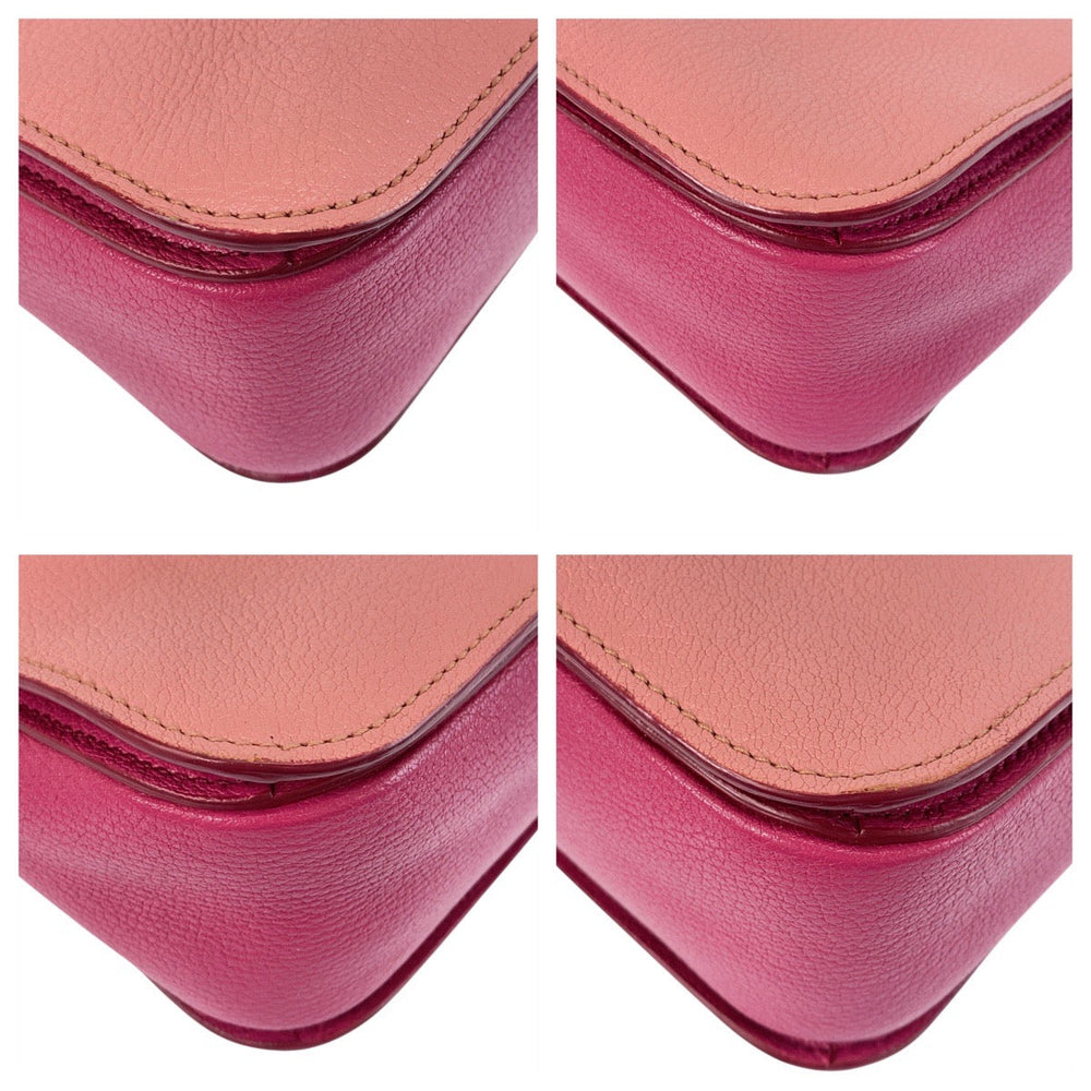 Miu Miu Handbag leather Pink Gold Metal Handbag Shoulder Bag Madras Women Used Authentic