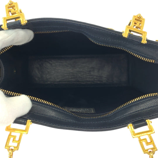 Gianni Versace Shoulder Bag leather black Medusa Studs