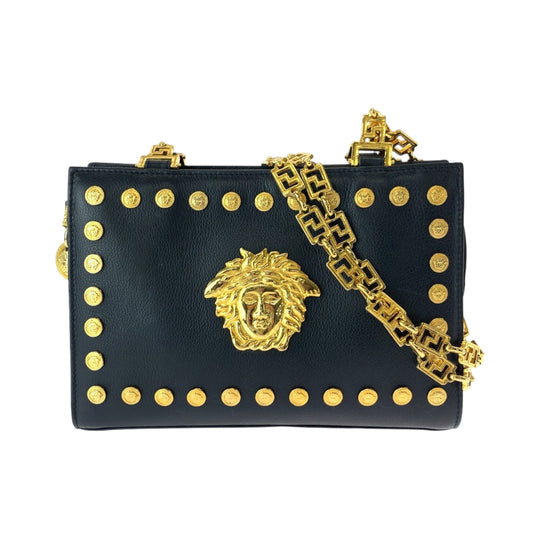 Gianni Versace Shoulder Bag leather black Medusa Studs