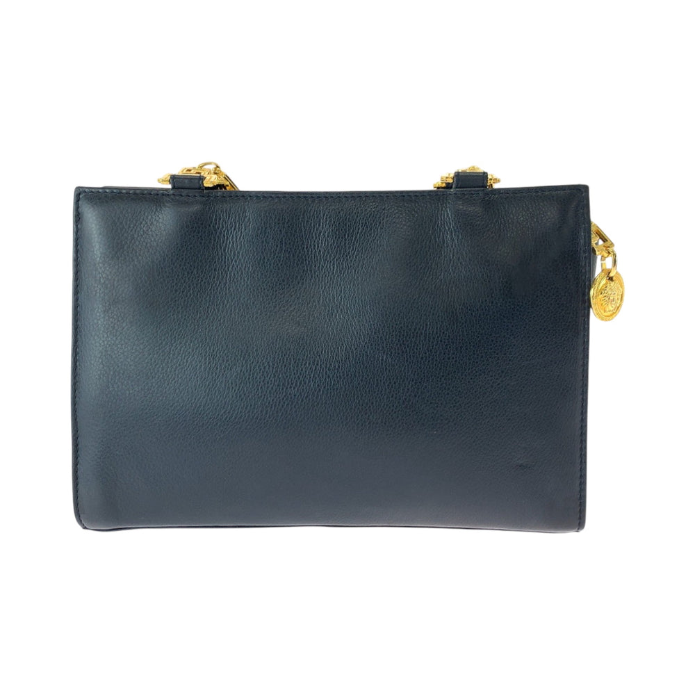 Gianni Versace Shoulder Bag leather black Medusa Studs