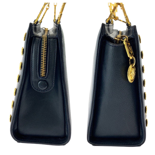 Gianni Versace Shoulder Bag leather black Medusa Studs