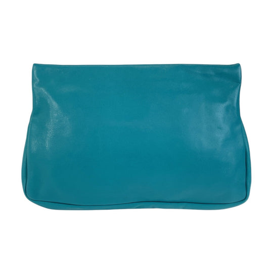 JIMMY CHOO Clutch bag leather Green SilverMetal Women Used Authentic