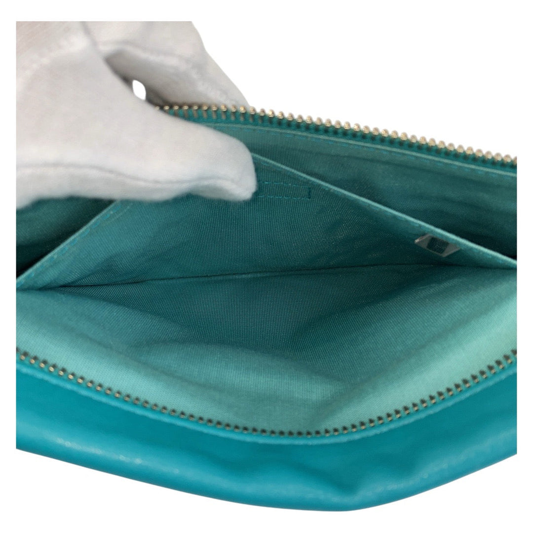 JIMMY CHOO Clutch bag leather Green SilverMetal Women Used Authentic