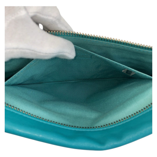 JIMMY CHOO Clutch bag leather Green SilverMetal Women Used Authentic