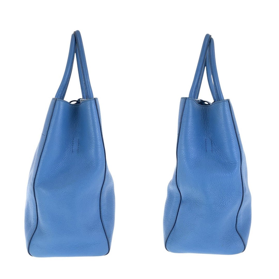 PRADA Tote Bag leather Light Blue Gold Metal Tote Bag Shoulder Bag 2way Vitterodino Women Used Authentic