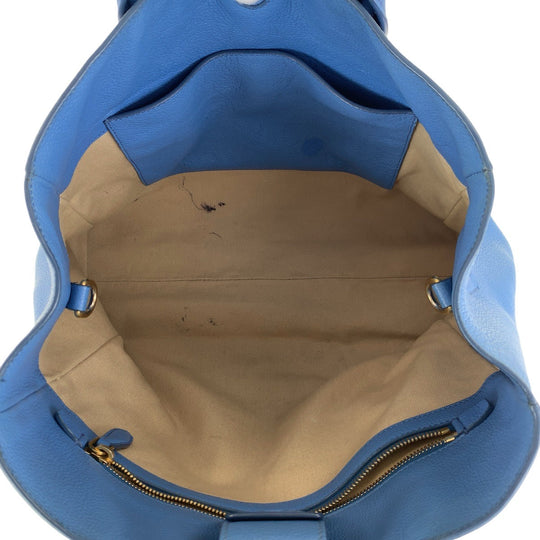 PRADA Tote Bag leather Light Blue Gold Metal Tote Bag Shoulder Bag 2way Vitterodino Women Used Authentic